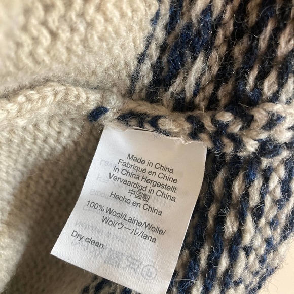 J. Crew Wallace & Barnes Fair Isle Sweater Medium Blue 100% Wool Grandpa Nordic - Picture 9 of 9
